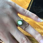 Natural Ethiopian Opal Chrome Diopside Sterling Silver Halo Ring Size 5.75 White Photo 2