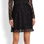 Milly  Black Lace Overlay‎ Sweetheart Silk Sheath Dress Size 6 Little Black Dress Photo 0