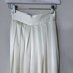Carmen Marc Valvo Ivory Silky Satin Pleated High Rise Wide Leg Pants Size 2 Photo 1