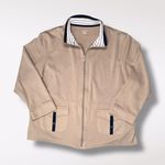 Allison Daley  Lightweight Full Zip Jacket Tan Navy Trim Petite Large Photo 8