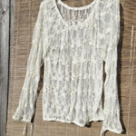 Ivory Lace Sheer Top Long Sleeve M White Size M Photo 0
