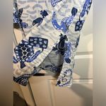 Gretchen Scott Blue Cotton Tunic Top Sea Turtle Theme Side Slits Size Medium Photo 8