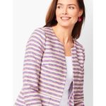 Talbots  Striped Tweed‎ Blazer Jacket Size 16P Preppy 3/4 Sleeve Career Colorful Photo 12
