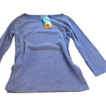 Fresh Produce 90s Y2K‎  BLUE Stripe Long Sleeve Top NWT MEDIUM Cotton DEADSTOCK Photo 0