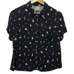 No Boundaries Y2K  Women‎ Button Top M Black Mushroom Novelty Forest Whimsigoth Photo 0