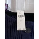 Maeve ANTHROPOLOGIE Navy Ribbed Knit Puff Gingham Short Sleeve Mini Dress Size S Photo 3