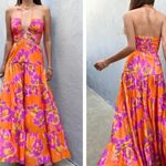 NWT Runway The Label Orchid Maxi Dress in Orange Floral Size XL Photo 1