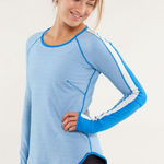 Lululemon Reversible Blue Striped Runder Under Long Sleeve Photo 0