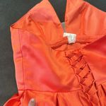 Women’s Strapless Orange Satin Full Length Prom Party Formal Dress Size L *READ Size L Photo 11