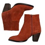 Garnet Hill  Size 7 Booties Orange Suede Ankle Boots Zip Italy Leopard Women’s Photo 0