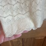 Vintage Crop Sweater Knit Crochet Scalloped Hem Cream Ivory Size Small Collar Photo 2