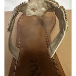 MYSTIQUE White Gold Beaded Pearl Boho Leather Thong Sandals Flip Flop Sz 8 Photo 8