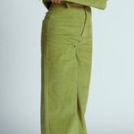 Roxy NWT x Chloe Kim Corduroy High Waist Wide Leg Pants Moss Green Photo 0