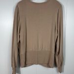 EXPRESS Beige Tan Knit Ruched Front Long Sleeve Sweatshirt Top Large L Office Photo 4