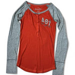 Aeropostale Y2K Womens Orange Gray Raglan Long Sleeve Henley Shirt Top L G Photo 0
