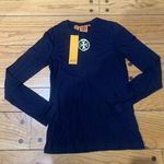 Tory Burch  Fallon Tee Long Sleeve Navy Blue Women's XS New with Tags Photo 0