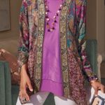 Soft Surroundings  Open Front Kimono Floral Sequin Beaded Jacket Topper PXS EUC Photo 1