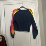 Aviator Nation  Bolt Classic Cropped Crew Sweatshirt Heather Navy Neon Photo 6