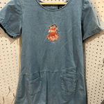 CB Casual Denim Dress Embroidered Floral Short Sleeve A Photo 0