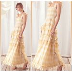 Storia  Sunny Days Tiered Layered Plaid‎ Ruffle Smocked Maxi Dress NWT Sz M Photo 5