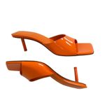 Amina Muaddi Laura 65 Patent Leather Heeled Mule Sandals Orange Size EU 38 US 8 Photo 10