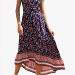 PRETTYGARDEN NWT  Maxi Floral Cap Sleeve Boho High Low Flowy XL Wedding Guest Photo 1