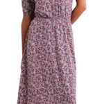 BODEN NWT Ruffle Paisley Jersey Midi Dress D0283 Size 4L Pockets Stretchy Waist Blue Photo 0