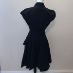 Norma Kamali  black half button down collared shirt sleeve midi fit n flare dress Photo 5