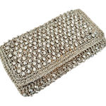 Barbara Lee Vintage Crocheted Beaded Clutch Women's 8" Silver Evening Holiday Photo 0