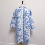 Tuckernuck Blue White Safari Toile 3/4 Sleeve Tie Neck A Line Mini Dress Large Photo 4