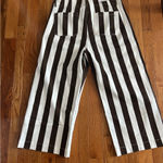 Mica High Rise Brown and Cream Striped Cropped Wide Leg Jeans Photo 7