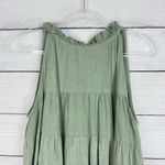 MABLE Babydoll‎ Sleeveless Tiered Mini Dress Women Size Small Cottagecore Boho Green Photo 3