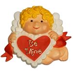 American Greetings Cupid Angel Be Mine Heart Pin Valentines Vtg Brooch 2" Red Photo 0