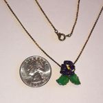 Vintage Boho Floral Pendant Necklace with Green and Purple Accents Photo 3