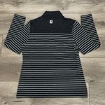 FootJoy 1/4 Zip Long Sleeve Pullover Black White Stripe Size Large Photo 4
