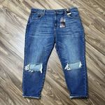 No Boundaries  Jr Size 21 Jeans Super High Rise Mom Destructed Relaxed Dark Wash Photo 2