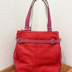 Coach Rare Vintage Authentic  9286 Leather Red-Orange/Pink Hampton Carryall Tote Photo 3