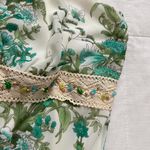 Speechless Deadstock Y2K Green white floral beaded halter dress ruffle trim lace dress Photo 4