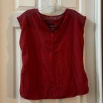 Van Heusen  Red Split Neck Lace Accent Blouse Medium Photo 0