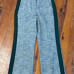 Veronica Beard  Trouser Pants Glen Plaid Green Side Strip Black Edge Size 8 Photo 0