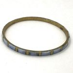 Blue abalone gold tone brass bangle bracelet Photo 4