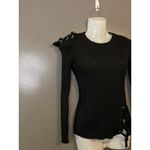 Redsky Sweater Womens Large Black Ribbed Knit Lace Up Grommet Long Sleeve Corset Photo 1