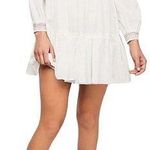 Free People Dress Womens XS Sunbeams Mini Embroidered Smocked Neck Sleeves White Photo 0