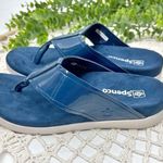 Spenco Hampton Patent Leather Thong Sandals Navy Blue Sz 6 Photo 0