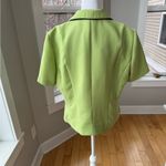 Vintage Dressbarn Lime Green Black Cropped Peplum Blazer Jacket Size 14 Photo 2
