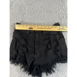 Aphrodite Womens Black Denim Shorts Medium Distressed Fringe Raw Hem High Rise Boho‎ Party Photo 2