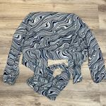 Streetwear Society NWT 2 Tone Blue & White Abstract Print Sheer Long Sleeve Wrap Photo 5