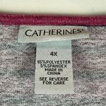 Catherines  Sweater Blouse Womens 4X Pink Black Striped 3/4 Sleeve Two-Fer Modern Photo 3