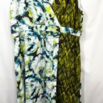Midnight Velvet XL Dress Green White Blue Floral Sleeveless Faux Wrap Boho 1104 Photo 4