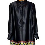 Laundry by Shelli Segal  Dress 2 Black Silk Geometric Long Sleeve Shirt Dress Photo 0